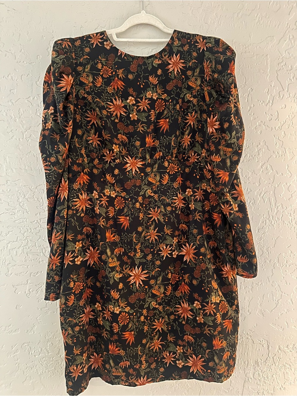 Chelsea28 Black Long-Sleeve Dress with Orange Floral Print